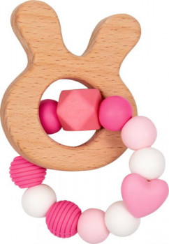 Silikon-Holzbeißring rosa